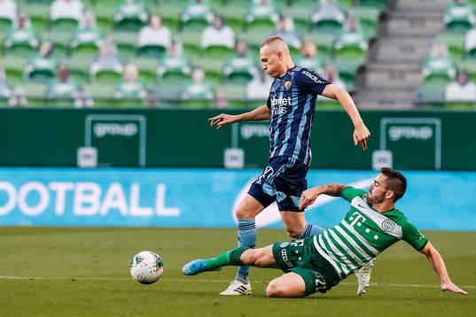 Jonathan Augustinsson of Djurgården and Endre Botka of