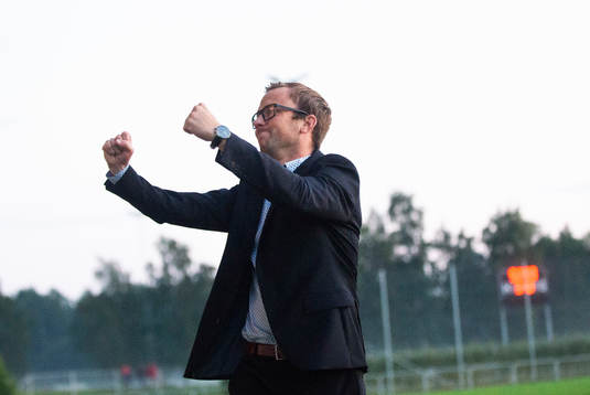  IFK Hässleholms tränare Jonas Jönsson i matchen mellan IFK Hässleholm och Räppe GoIF den 19 augusti 2020.
