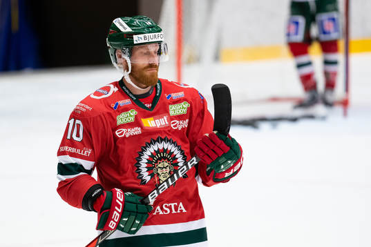 Frölundas Jens Olsson på uppvärmningen innan