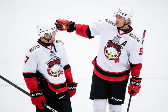 Malmö Redhawks Pathrik Westerholm  och Emil Sylvegård