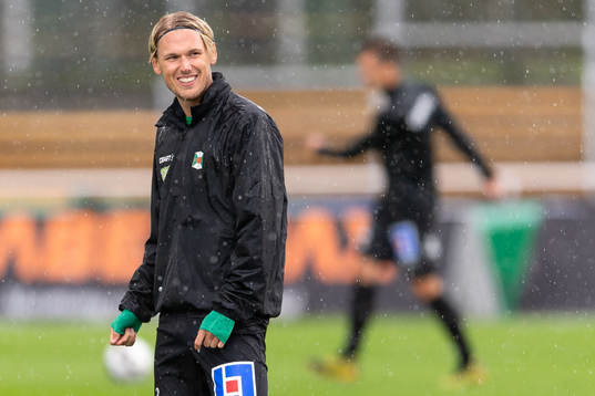 Varbergs Hampus Zachrisson före fotbollsmatchen i