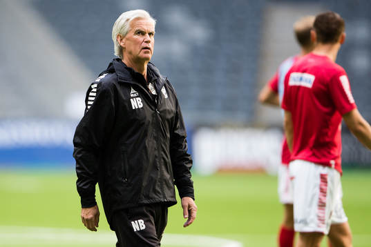 Kalmars tränare Nanne Bergstrand innan fotbollsmatchen i Allsvenskan mellan Hammarby och Kalmar den 30 augusti 2020 i Stockholm.