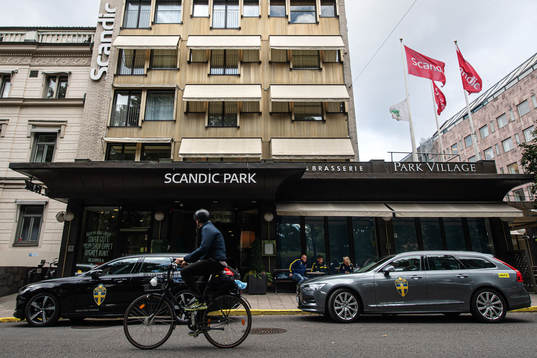 Exterior view of Scandic Park Hotel, the base for the