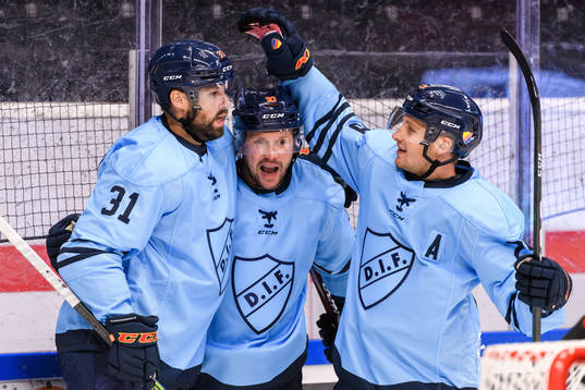 Djurgårdens Dick Axelsson, Niclas Bergfors och Sebastian