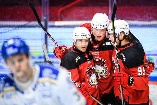Malmö Redhawks Johan Olofsson, Fredrik Händemark och Carl
