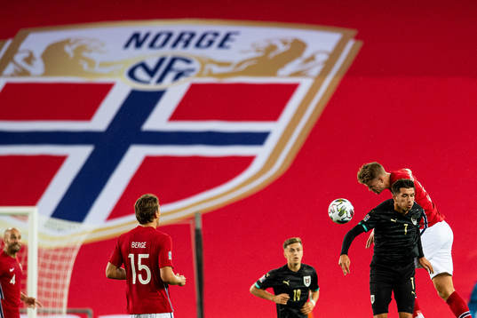 Adrian Grbic of Austria and Kristoffer Ajer of Norway