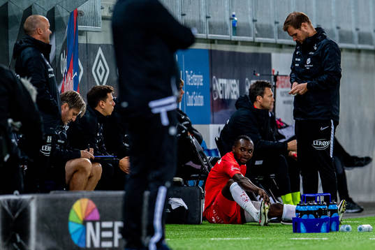Gilbert Koomson of Brann with an injury