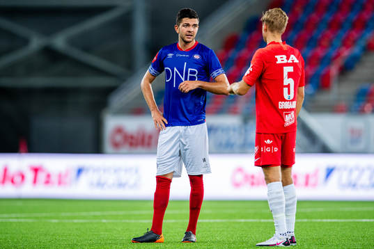Fredrik Oldrup Jensen of Vålerenga and Thomas Grøgaard of Brann