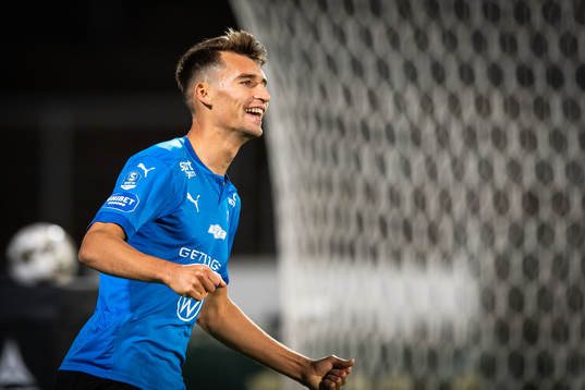 Halmstads Rasmus Wiedesheim-Paul jublar efter 3-0