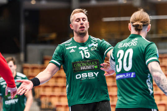 Helsingborgs målvakt Michael Andersson och Emil Hansson jublar