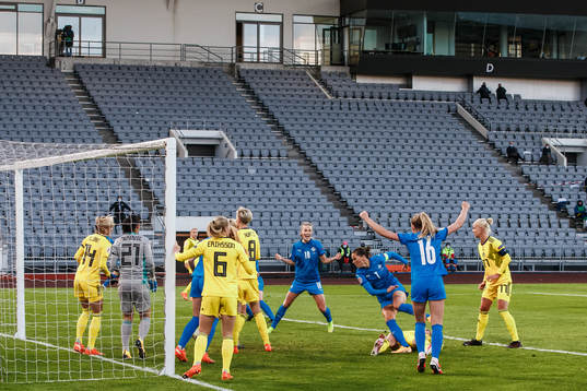 Sara Björk Gunnarsdottir of Iceland after a denied goal