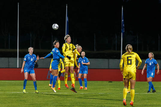 Sara Björk Gunnarsdottir of Iceland and Lina Hurtig of Sweden