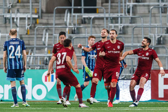 Paulo Vinicius of CFR Cluj celebrates the 0-1 goal