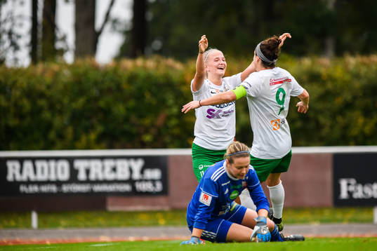 Moröns Tuva Skoog jublar med Hayley Dowd efter 0-2
