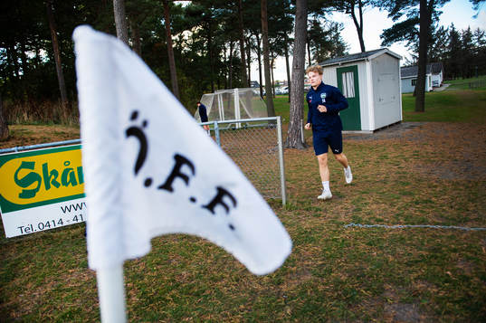 Freddie Brorsson innan en träning med Österlen FF den 28 september 2020 i Simrishamn.