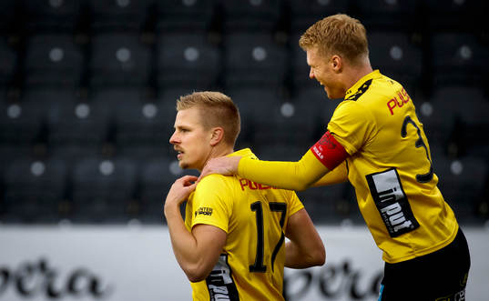 Elfsborgs Per Frick gör 1-0 och jublar med Sivert Heltne Nilsen