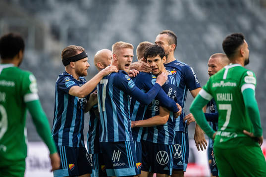 Djurgårdens Jesper Nyholm jublar efter 1-1
