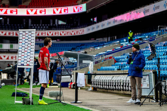 Stefan Strandberg of Norway is being interviewed by Marius