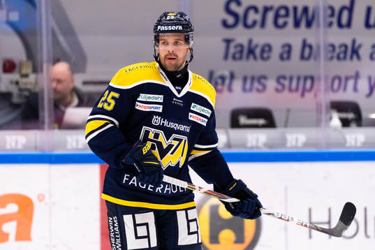 s Axel Holmström innan ishockeymatchen i SHL mellan HV71