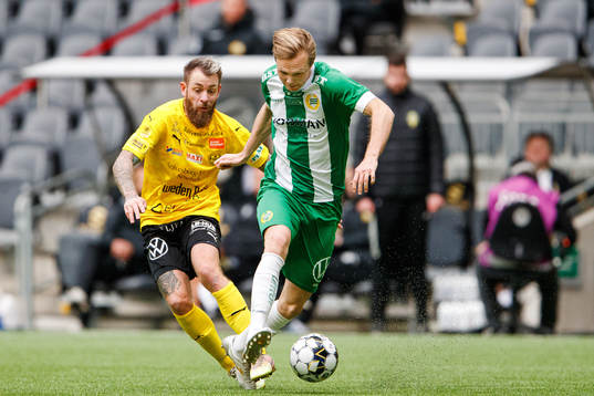 Mjällbys Martin Spelmann och Hammarbys Tim Söderström