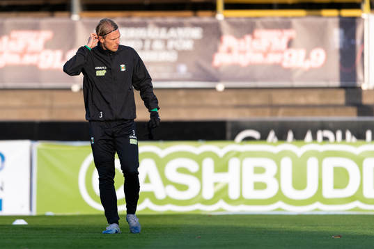 Varbergs Hampus Zachrisson före fotbollsmatchen i