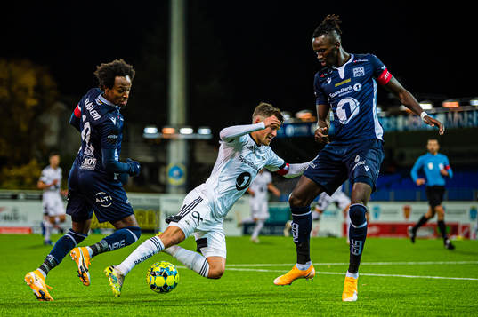 Amin Soleiman Askar of Kristiansund, Carl Johan Holse Justesen of Rosenborg and Amidou Diop of Kristiansund