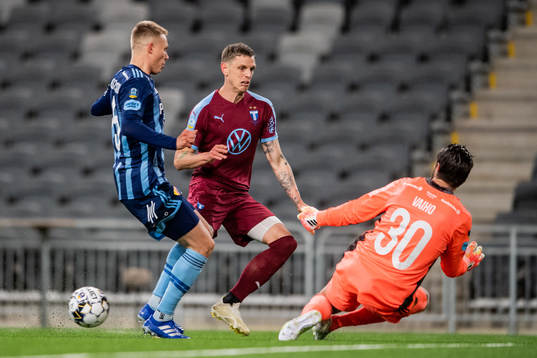 Malmö FFs Sören Rieks mot Djurgårdens Jonathan