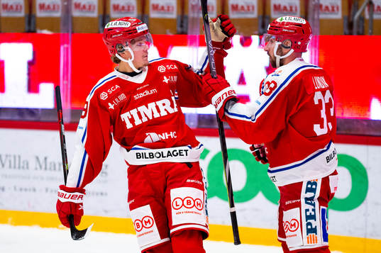 Timrås Albin Lundin och Jesper Boqvist jublar
