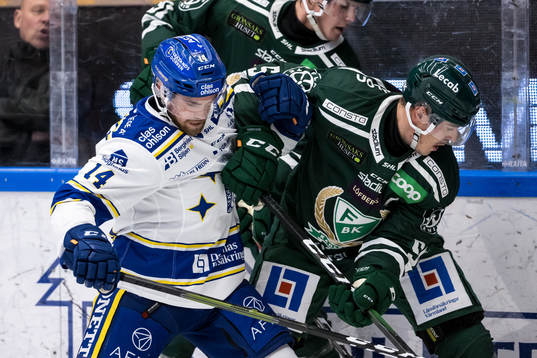 Leksands Oskar Lang och Färjestads Sebastian Erixon
