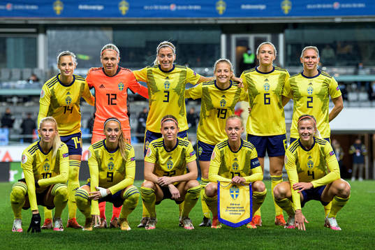 Players of Sweden pose for a team photo