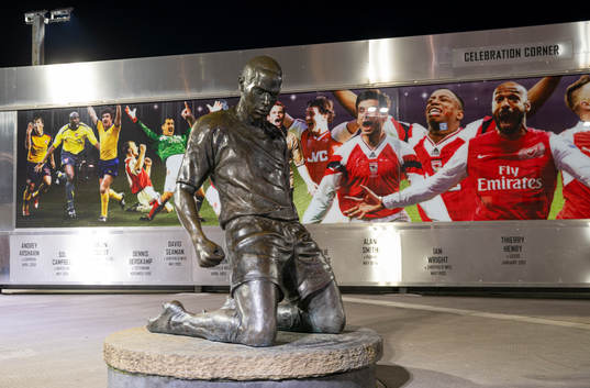 A statue of former Arsenal player Thierry Henry outside the