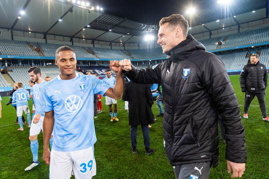 Malmö FFs Amin Sarr och assisterande tränare Daniel