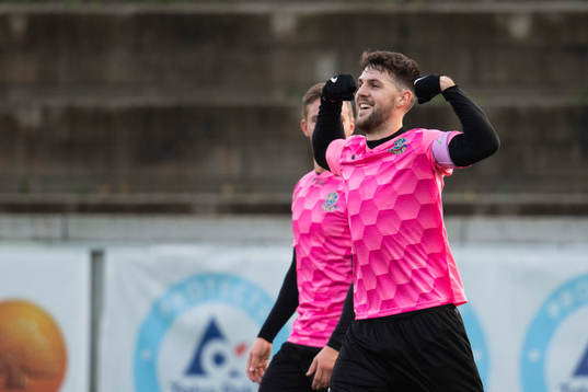 Lunds Oliver Stojanovic Fredin jublar efter 1-0 målet