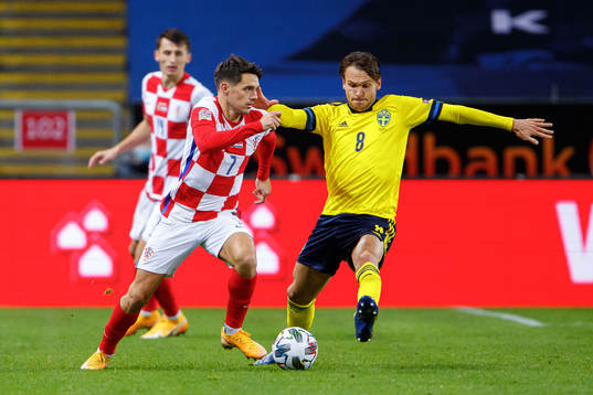 Josip Brekalo of Croatia and Albin Ekdal of Sweden
