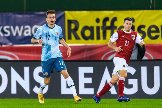 Andreas Vindheim of Norway and Stefan Lainer of Austria