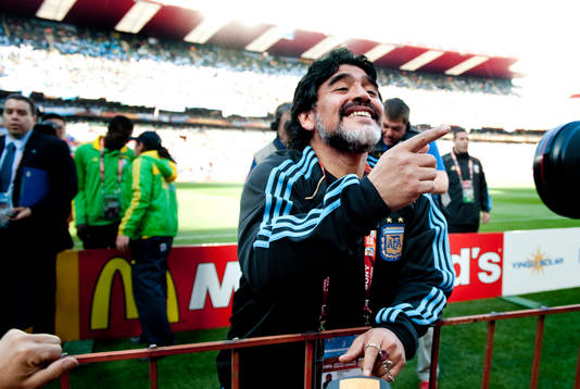  Diego Maradona, förbundskapten Argentina innan matchen.