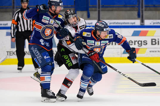 Malmö Redhawks Adam Brodecki i en kamp mot Växjös Martin