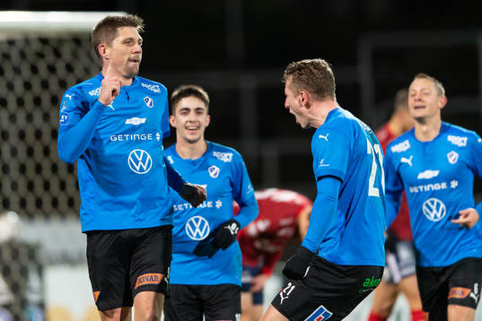 Halmstads Mikael Boman jublar efter 1-0