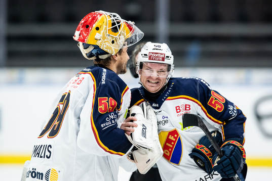 Djurgårdens målvakt Mantas Armalis  och Tobias Ekberg
