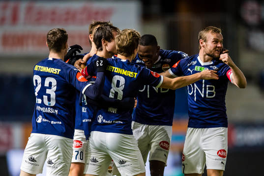 Lars-Christopher Horst Jan Vilsvik of Strømsgodset celebrates after scoring the 0-2 goal