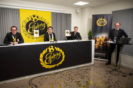 Panelen med ordförande Sune Lundqvist, klubbchef Stefan Andreasson, medieansvarige Johannes Sandberg och vice ordförande Mats Karlsson