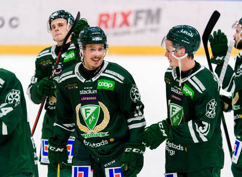 Färjestads Joakim Nygård och Carl Jakobsson jublar