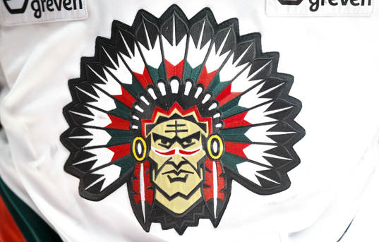 Frölunda indians logotyp på goalkeeper Niklas Rubin tröja