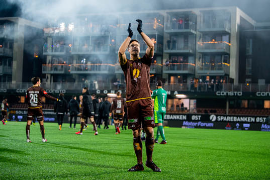 Sondre Johansen of Mjøndalen celebrates