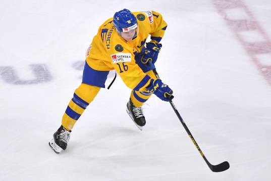 Theodor Niederbach of Sweden makes a pass