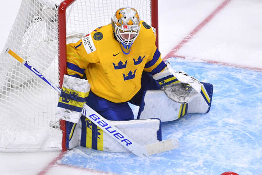 Jesper Wallstedt of Sweden guards the post