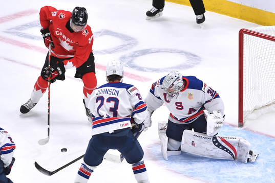 Spencer Knight of USA makes a save
