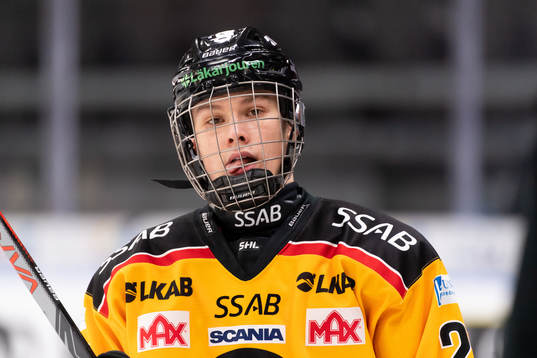 Luleås Fabian Lysell innan ishockeymatchen i SHL mellan