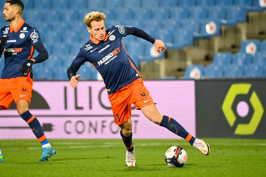 Fotboll, Franska Ligan, Montpellier - Monaco: Nicolas COZZA of Montpellier  during the Ligue 1 match between Montpellier and Monaco at Stade de la Mosson on January 15, 2021 in Montpellier, France. (
