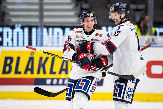 Linköpings Tyler Morley och Andrew Gordon jublar